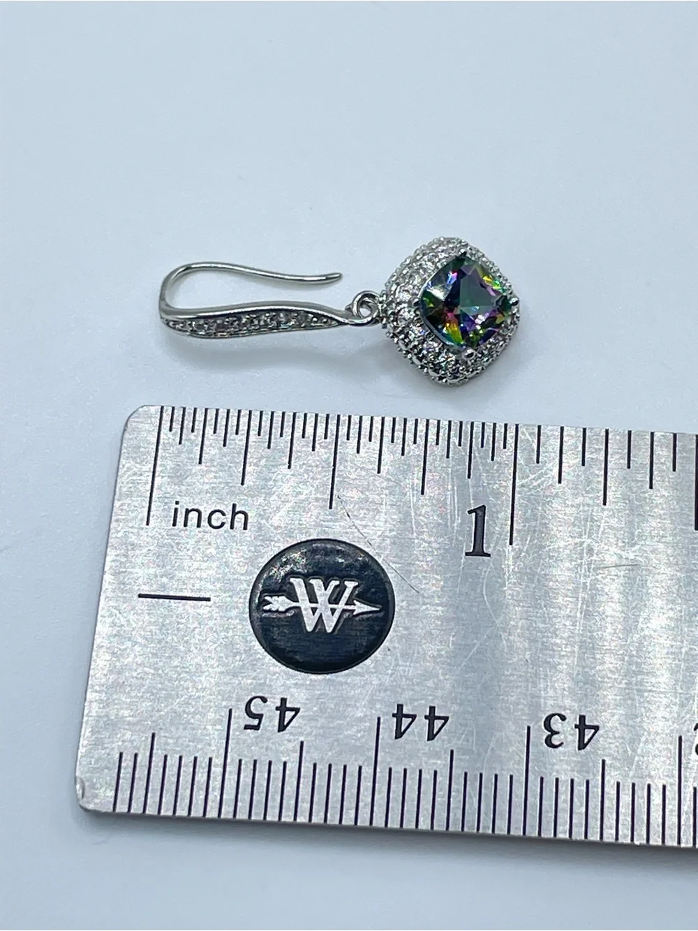 Swarovski Crystal Elements Mystic Rainbow Crystal Halo Drop Earrings Silver Glam